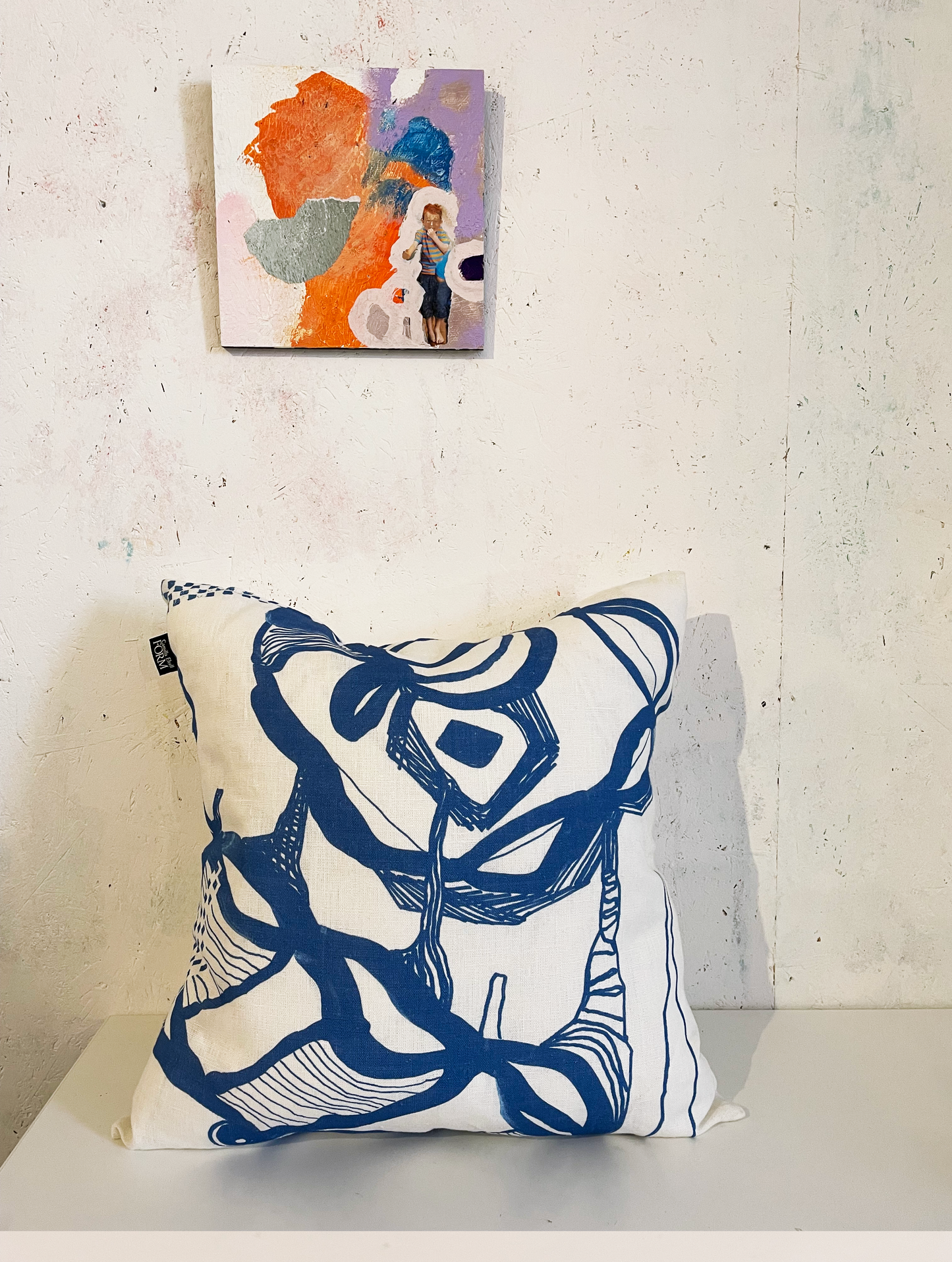 Kuddfodral Blommor & Broar blue