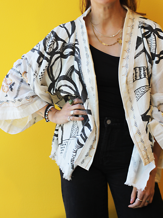 Kimono 1 - Blommor & Broar + 50-tals gardin