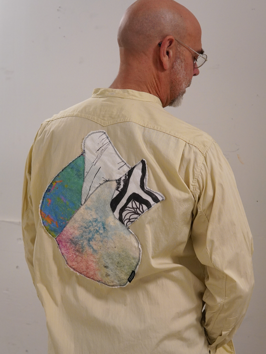 Add new design - Herrskjorta lång ljus + textlkollage