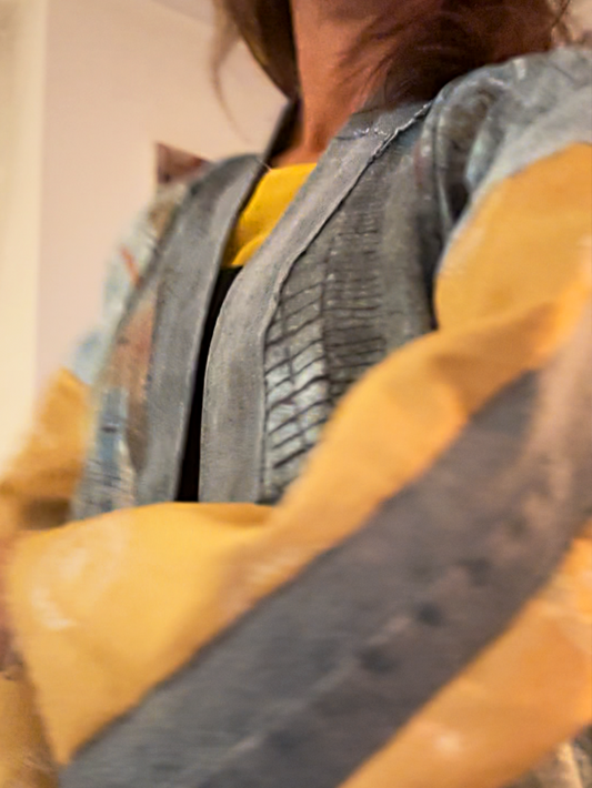 Kimono 4 - Toalettfabriken + gyllene möbeltextil och revärer denim