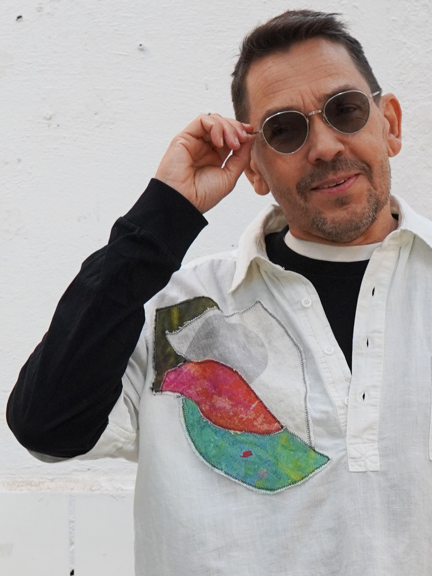 Add new design - Herrskjorta vit kortärmad + textlkollage