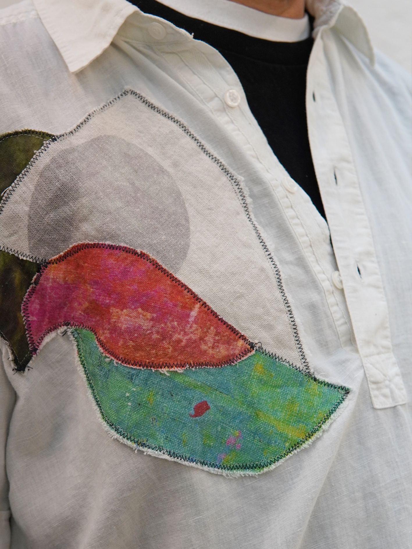 Add new design - Herrskjorta vit kortärmad + textlkollage