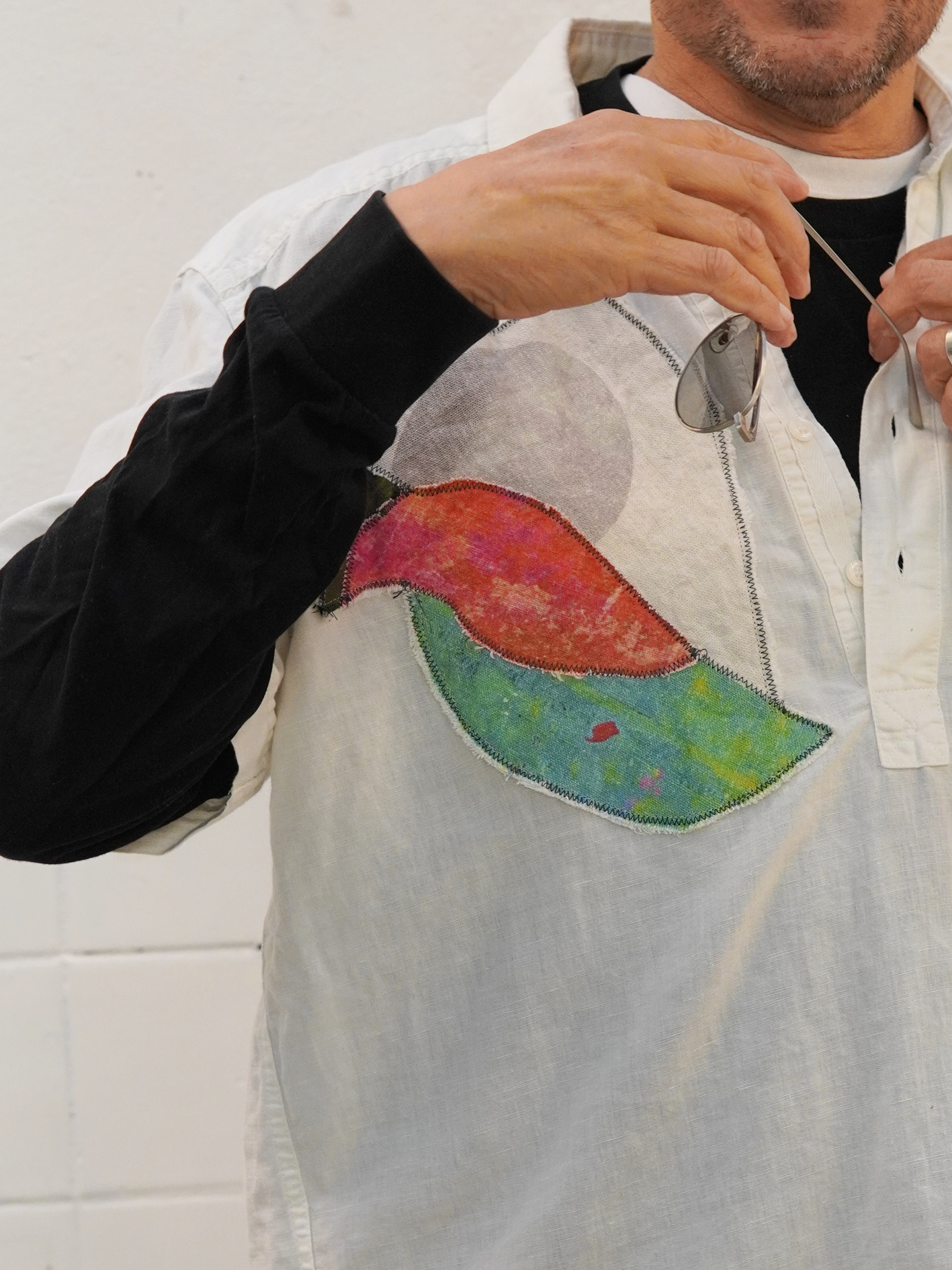 Add new design - Herrskjorta vit kortärmad + textlkollage