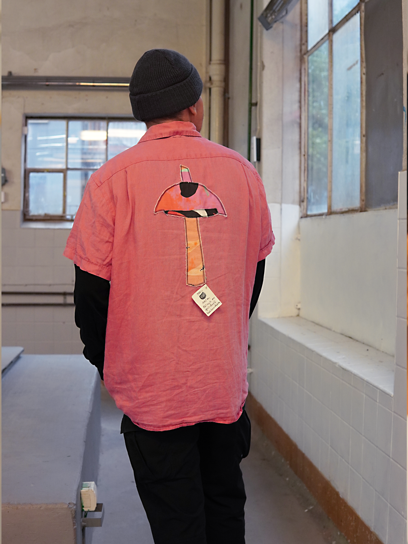 Add new design - Herrskjorta rosa kortärmad + textlkollage