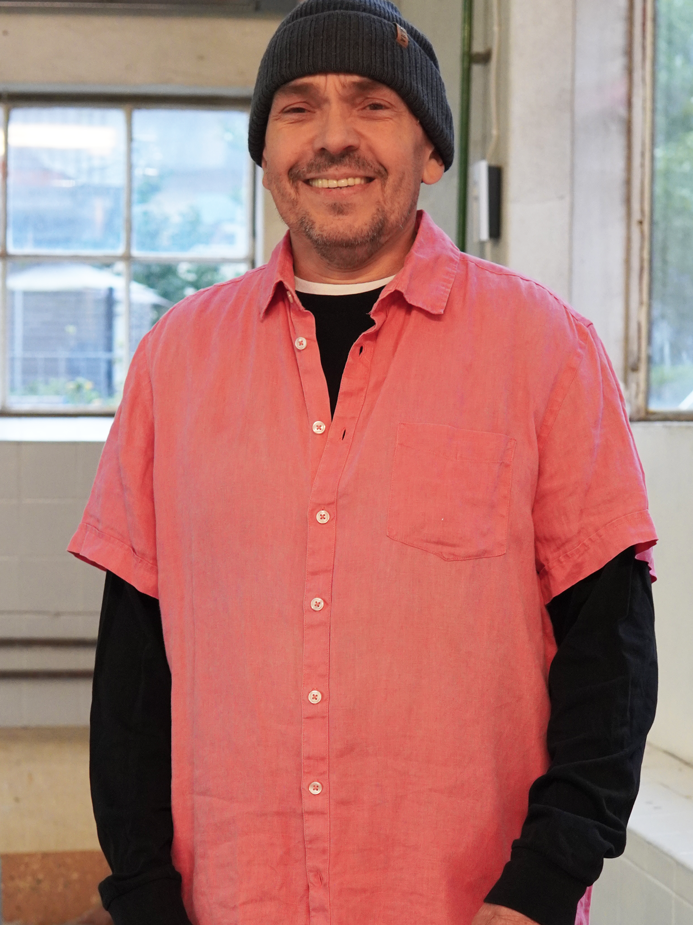 Add new design - Herrskjorta rosa kortärmad + textlkollage