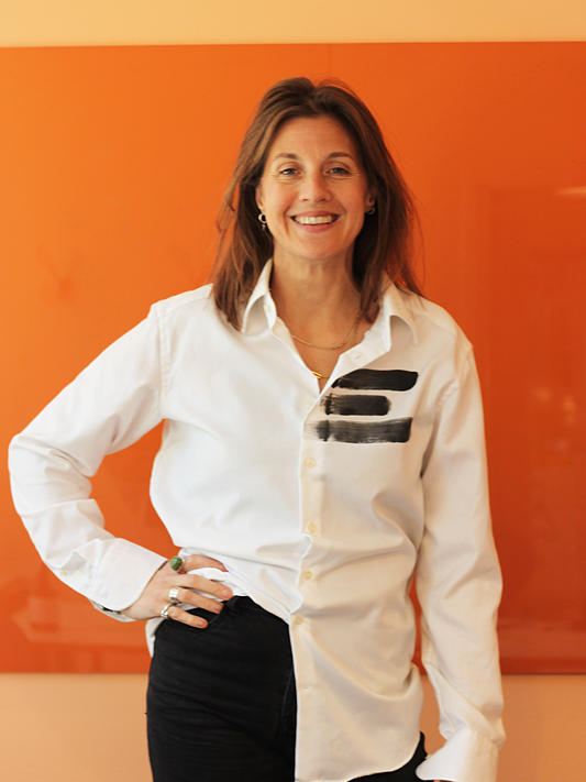 Add new design - Herrskjorta vit + handmålad + stripe av spill