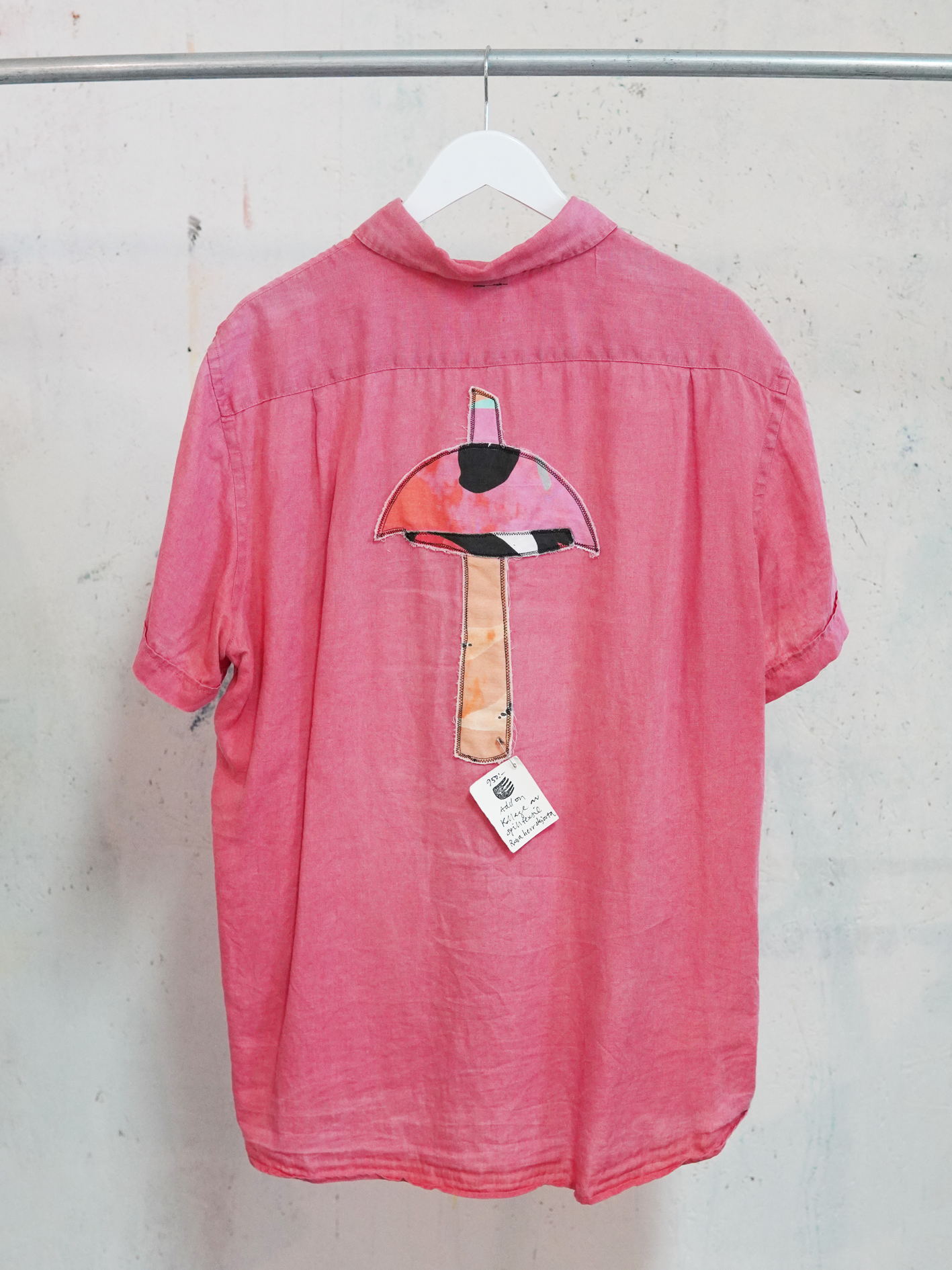 Add new design - Herrskjorta rosa kortärmad + textlkollage