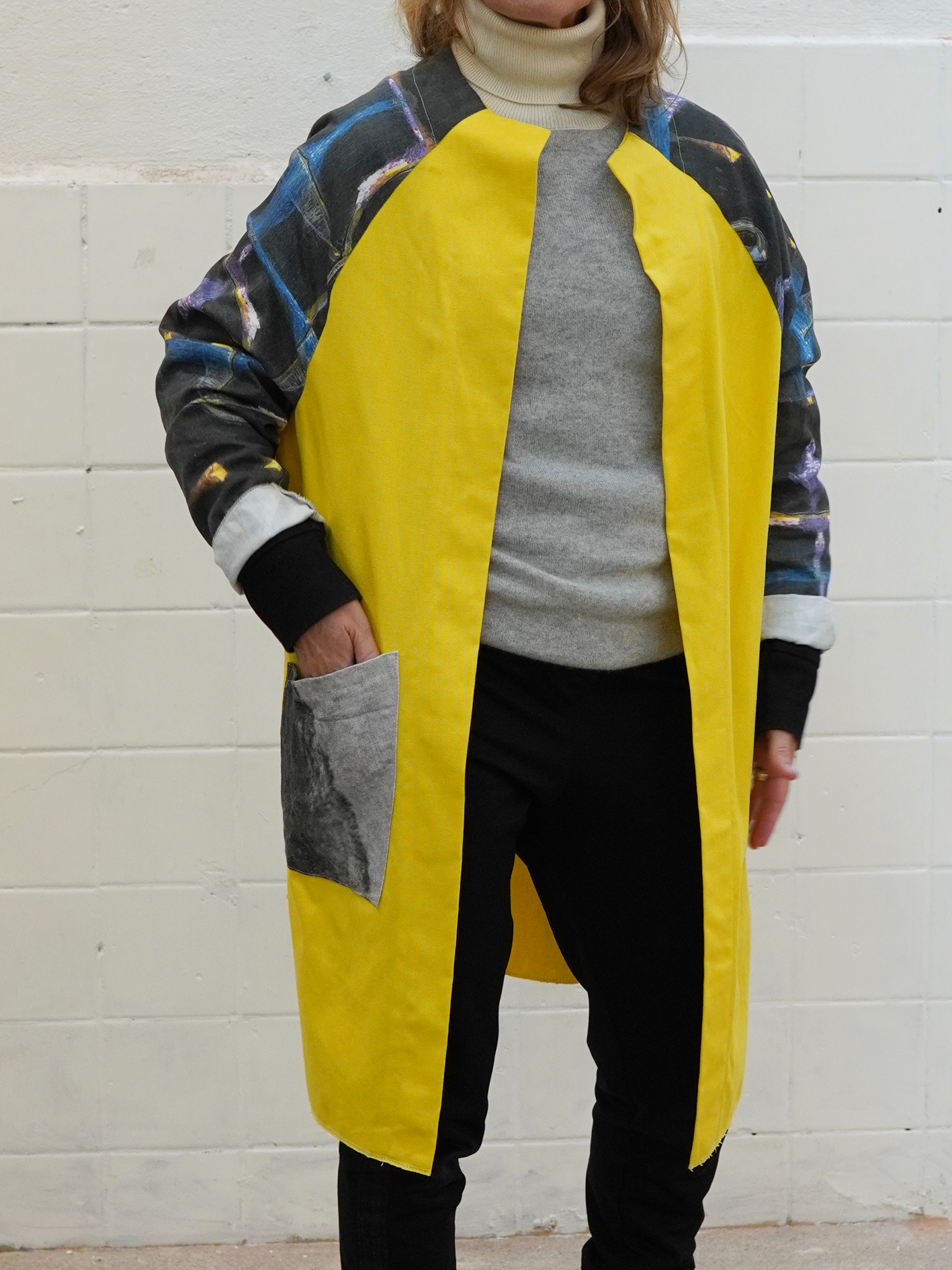 SOLD - Add new design - Skjortrock: Art Deco Assymetri + Yellow leftover