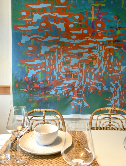 Väggtextil Tools Allover Blue-Green