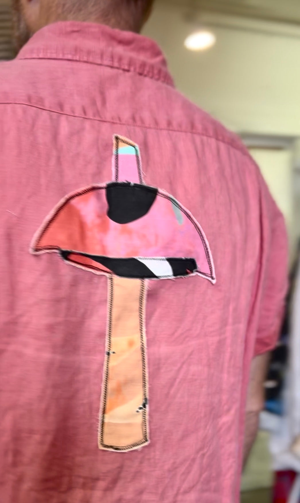 Add new design - Herrskjorta rosa kortärmad + textlkollage