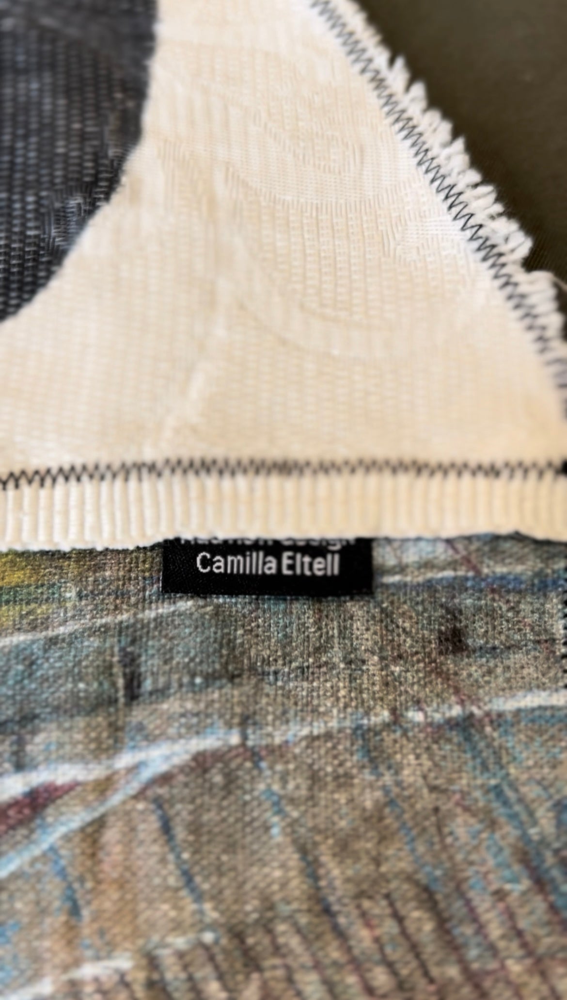 Add new design - Overshirt grön + textilkollage SOLD