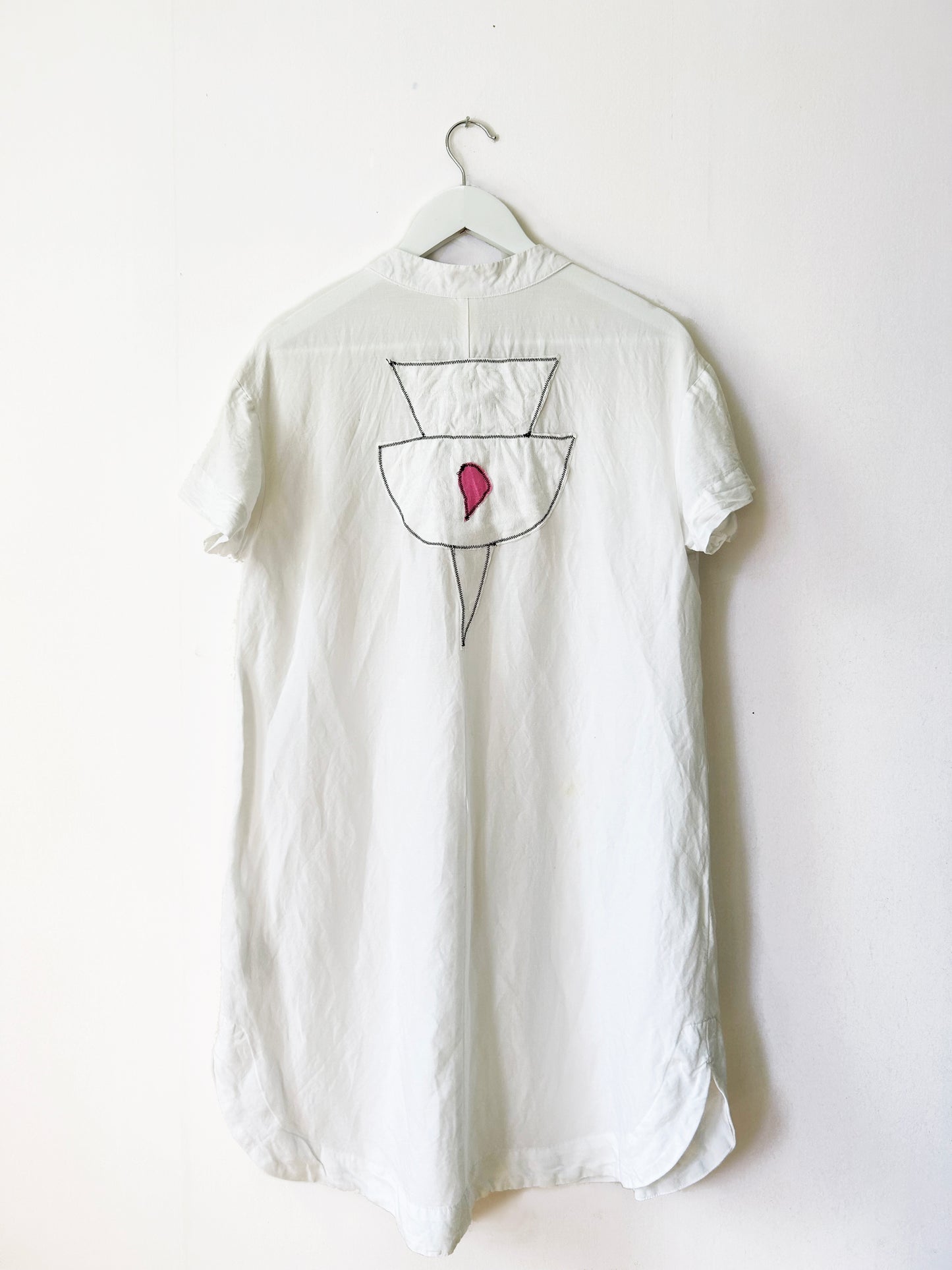 Add new design - Lång skjortblus + kollage av textilspill stl S
