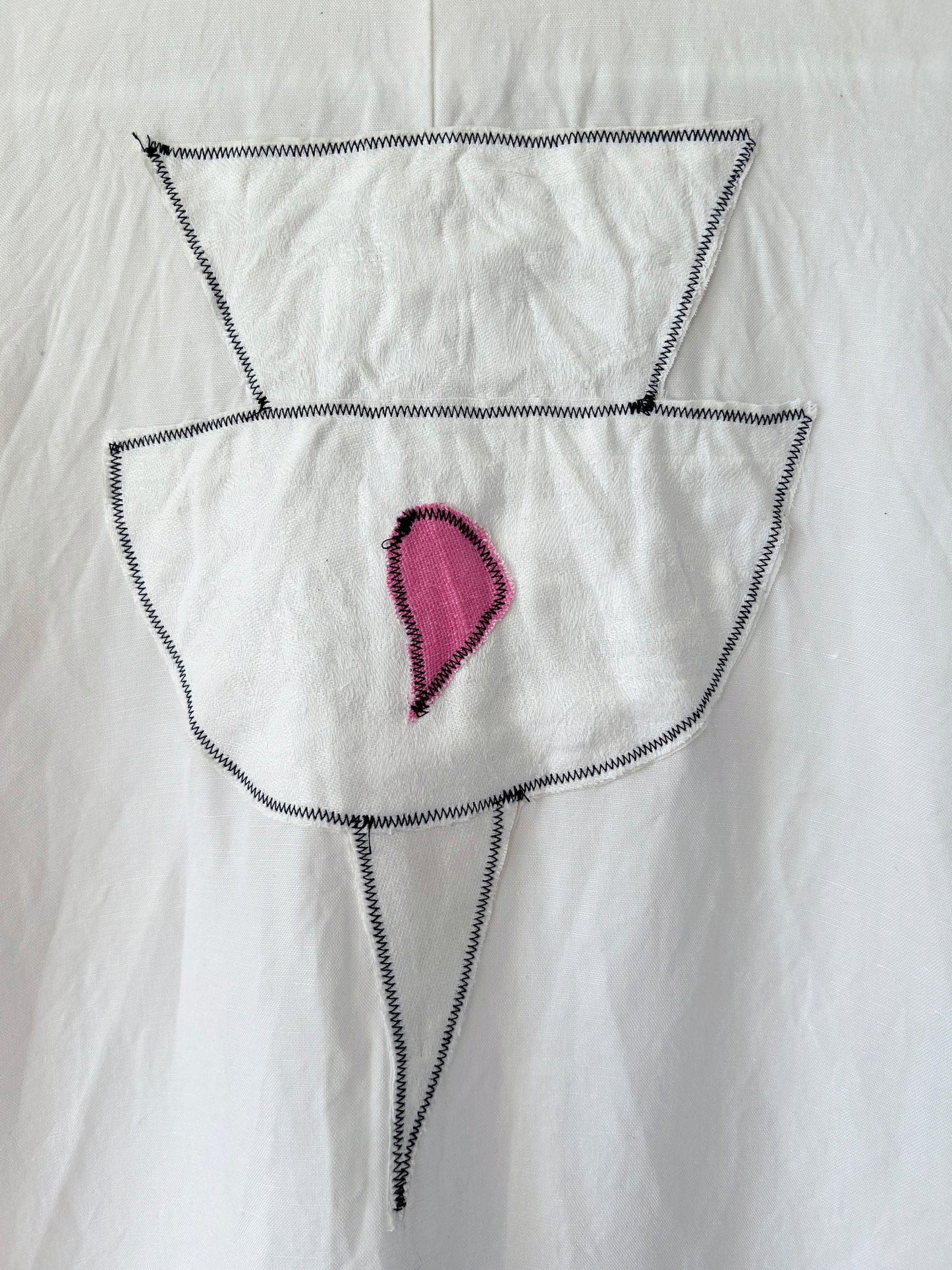 Add new design - Lång skjortblus + kollage av textilspill stl S