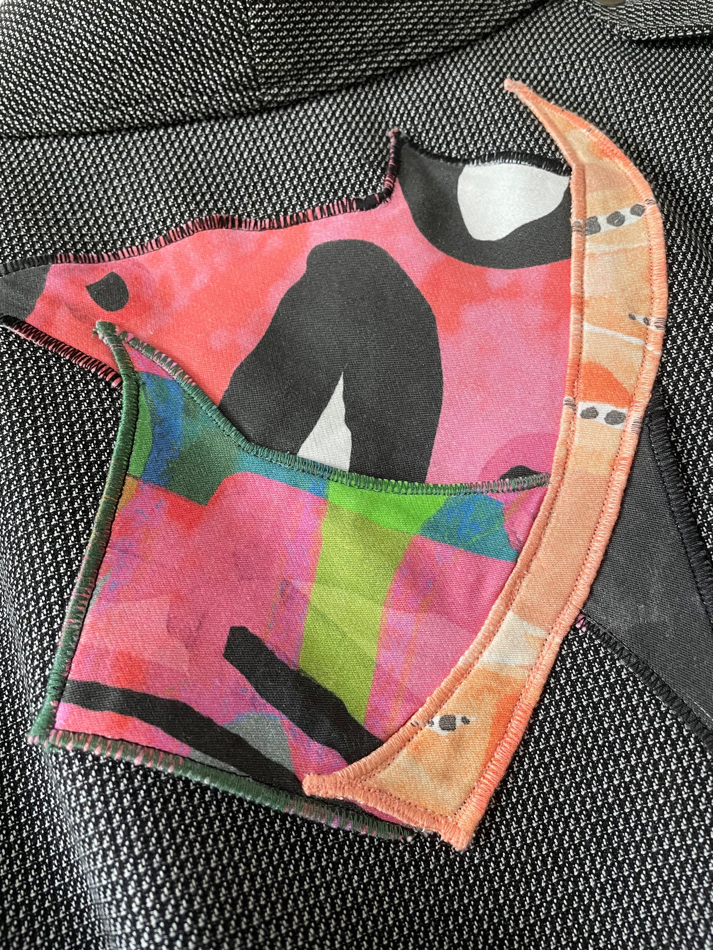 Add new design - Väst + kollage av textilspill stl S