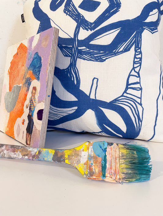 Kuddfodral Blommor & Broar blue